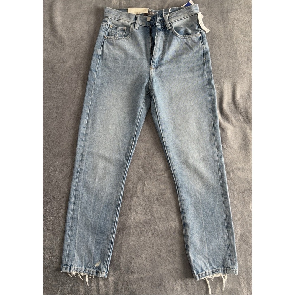 DL1951 Light Wash High Rise Mom Women's‎ Jeans Raw Hem Cropped Denim 23